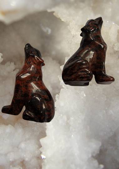 Mahogany Obsidian Carved Wolf image 0